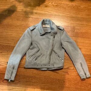 Women's Gray Zara Suede Biker Jacket